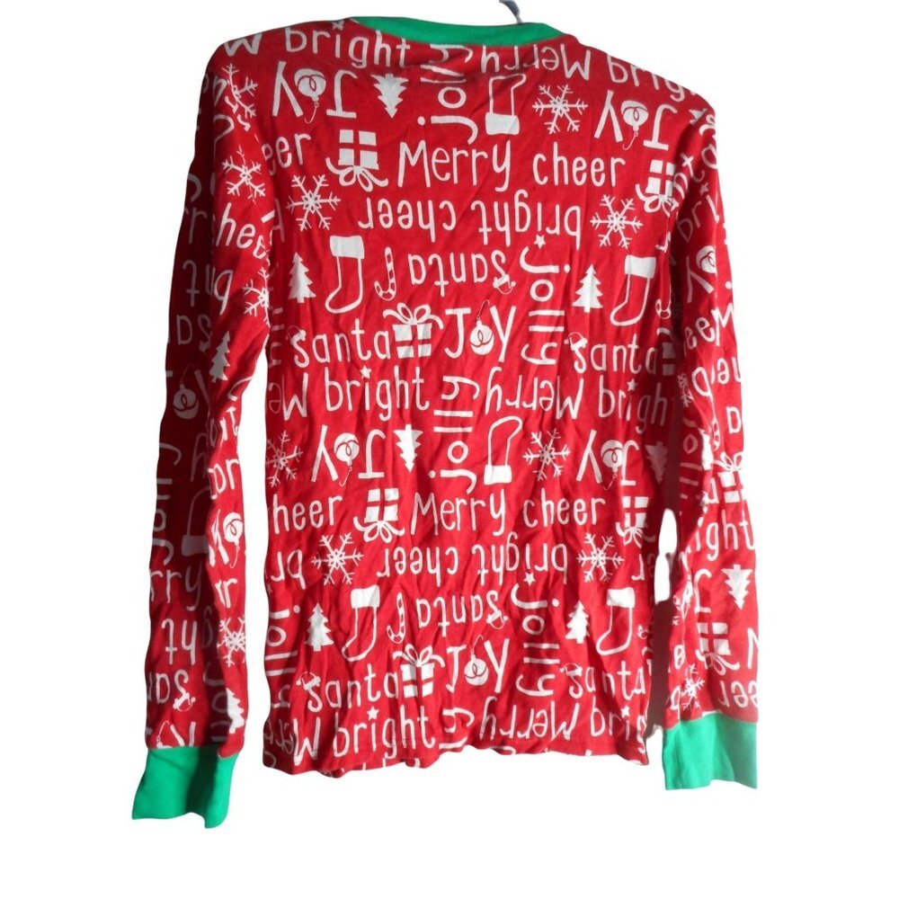 Holiday Santa Merry Long Sleeve T shirt Red White Green Top Sz M Carter's Adult - Picture 3 of 3